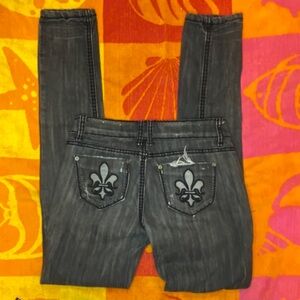 cute cybergoth y2k grey wash skinny jeans ALMOST FAMOUS
